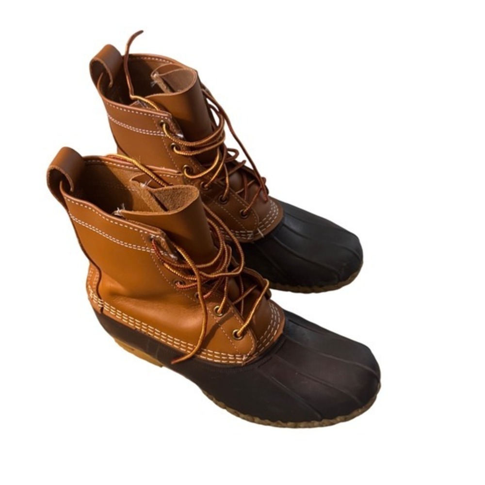 L.L. Bean Duck Boots Womens 8 Brown Tan Excellent 8" Waterproof Leather Made USA - Picture 3 of 10